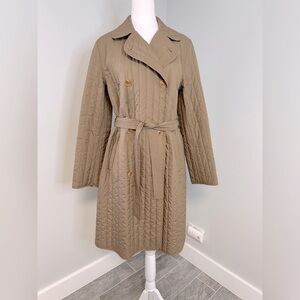 MAX MARA Weekend Quilted Lightweight Trench Tan Neutral Lightweight Coat Sz 10